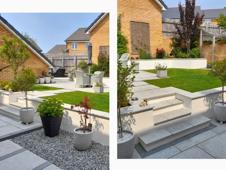 A garden wall painted with Warm White masonry paint