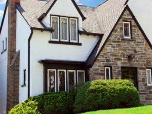 A house that has had masonry painted