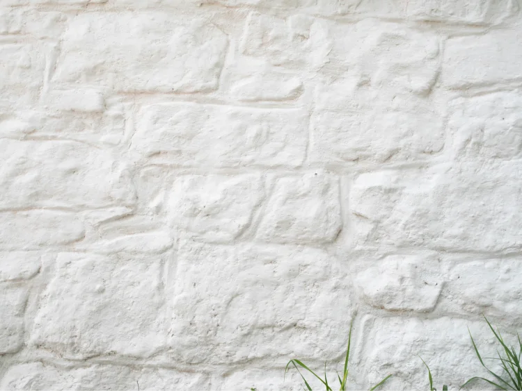 A white brick garden wall
