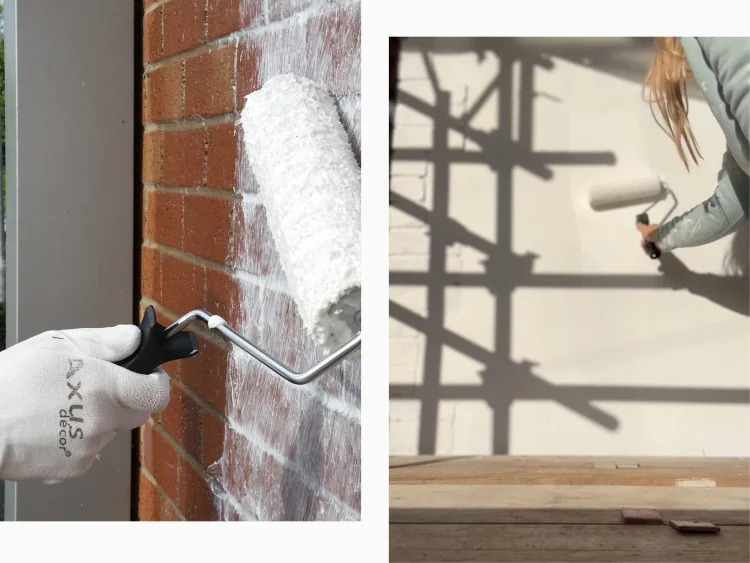 Applying exterior coatings to a wall