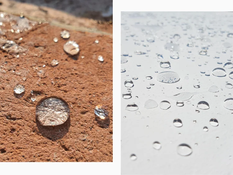 Damp proof paint repelling water