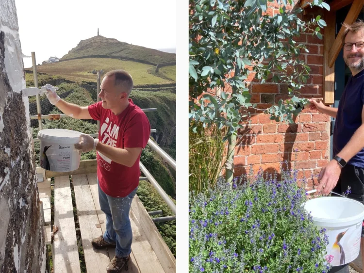 Emperor Masonry Paint and Emperor Masonry Creme being applied