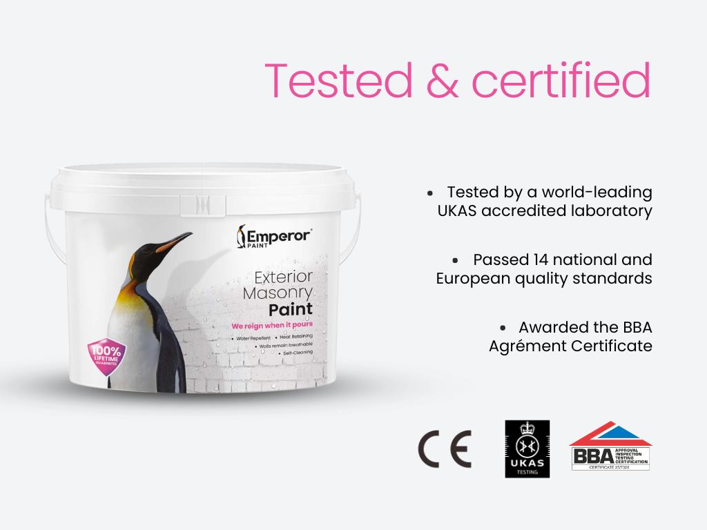 Emperor Masonry Paint in tested and certified