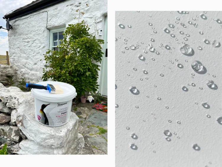 Emperor Masonry Paint showing its super hydrophobic properties