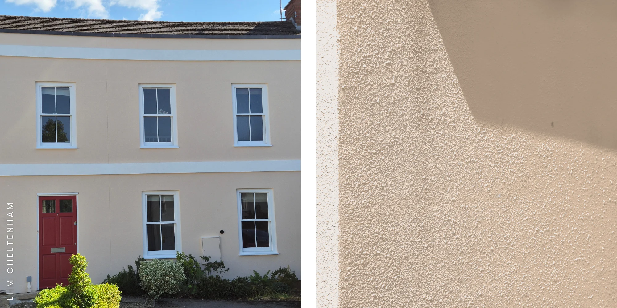Houses painted with Peach Shine masonry paint