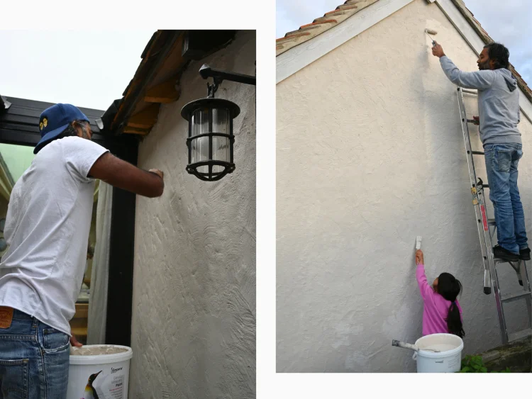 Painting the outside of a cottage wall
