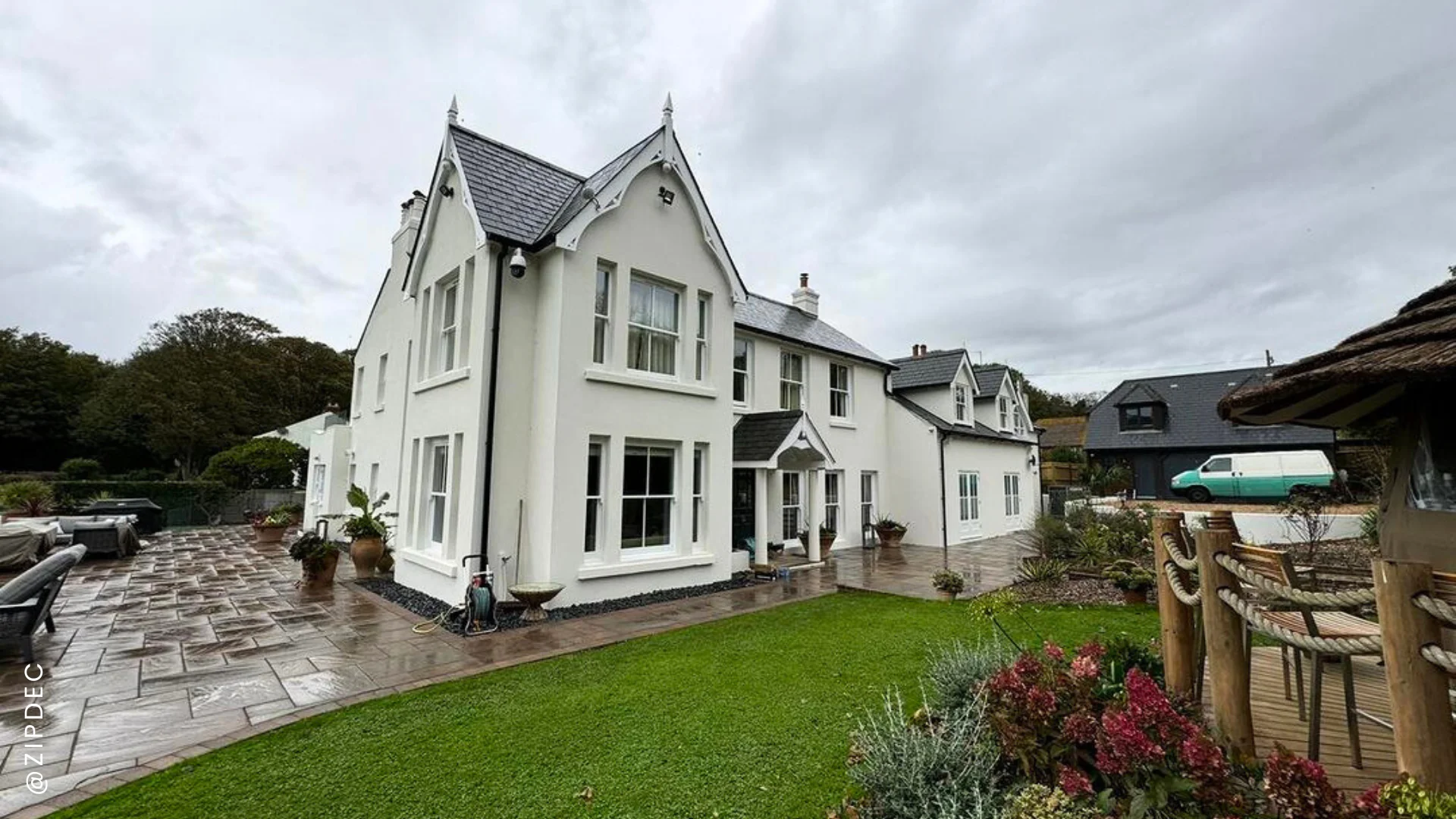 Pale Stone masonry paint applied to house