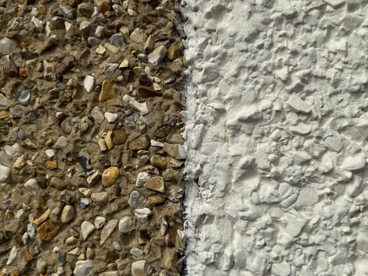 Pebbledash that has and hasn't been painted