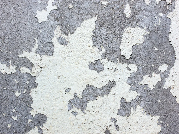 Peeling paint on exterior concrete