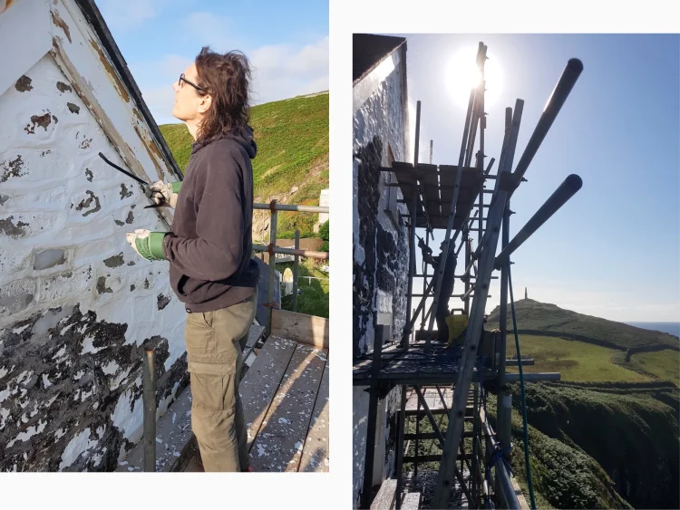 Preparing the outside of a house to be painted