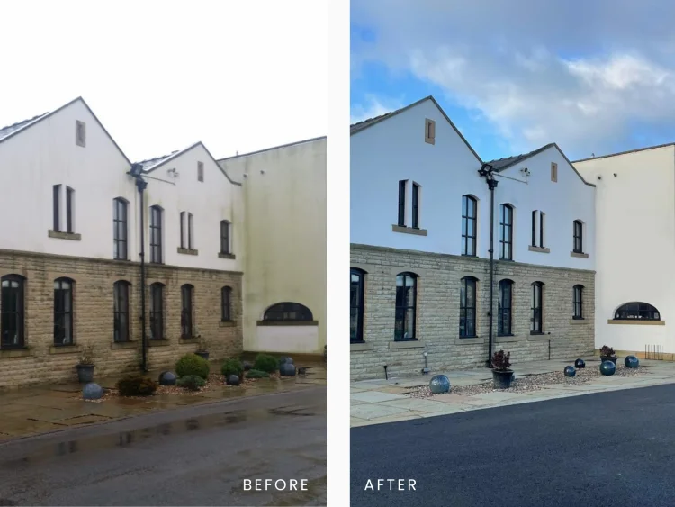 Silicone render before and after being painted