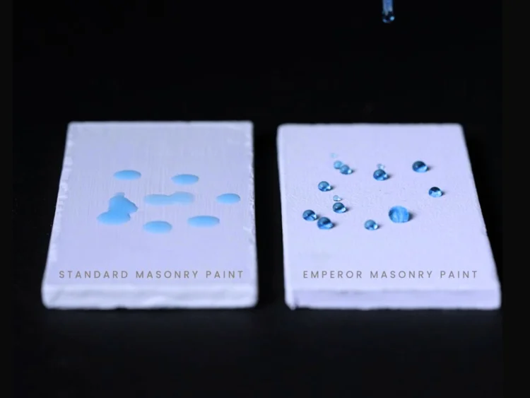 Super hydrophobic paint vs standard masonry paint