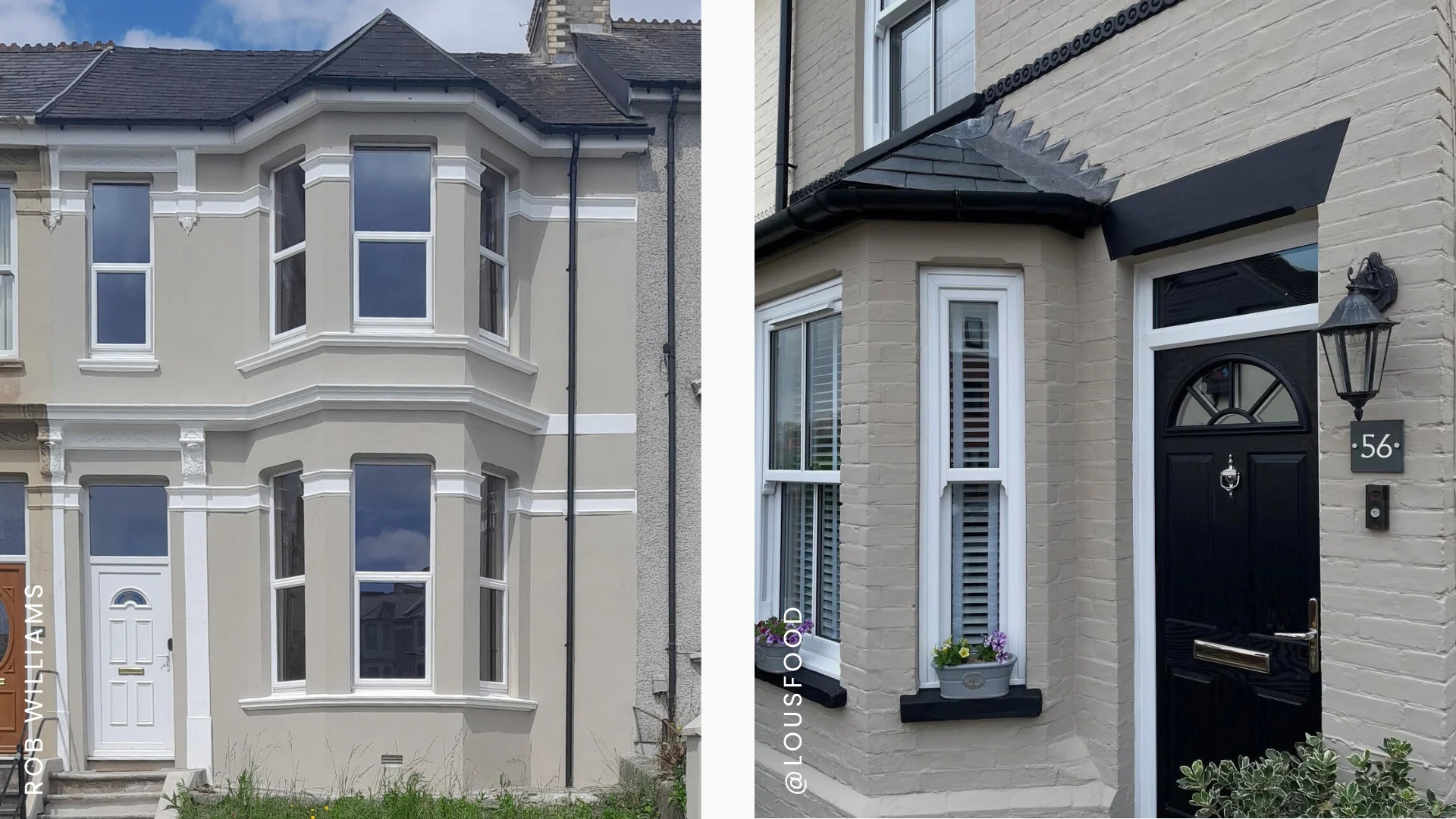Two houses painted with Earth Stone