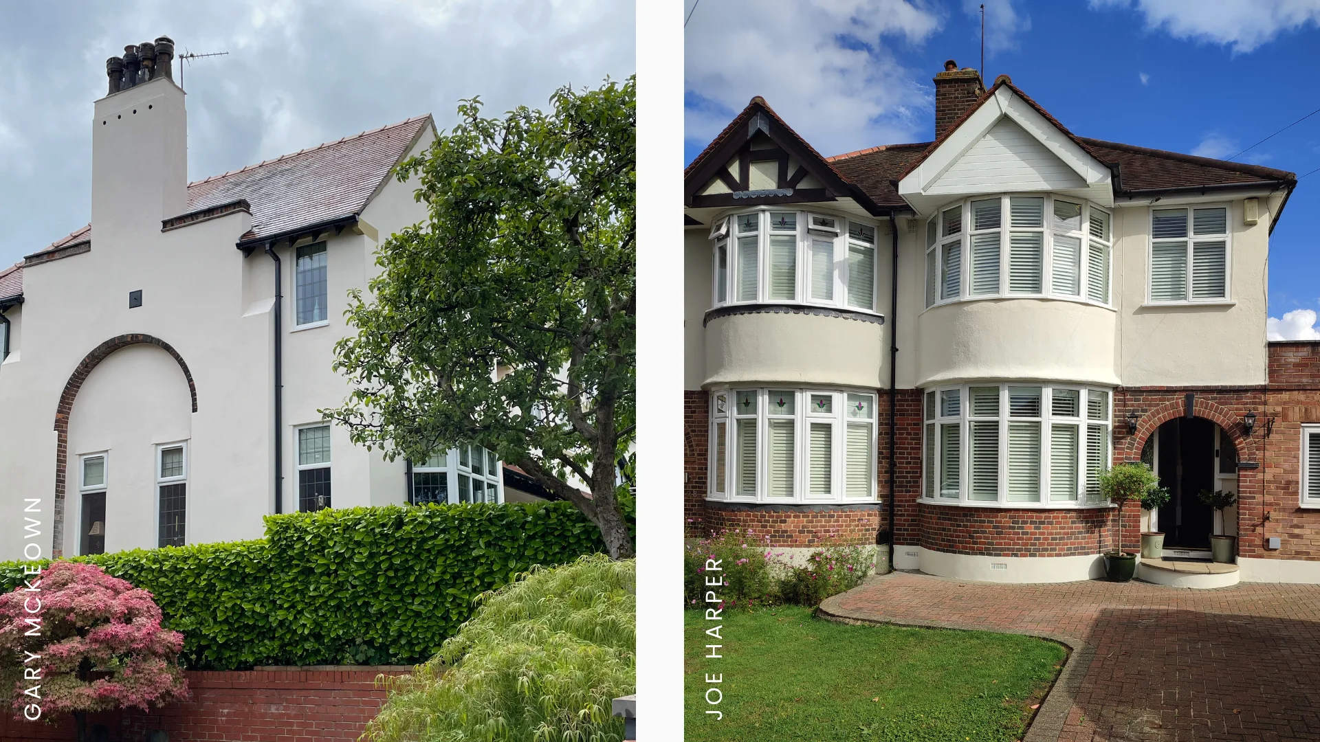 Two houses painted with Magnolia masonry paint