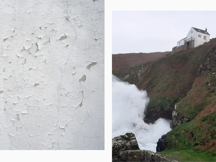 Two houses that are exposed to large amounts of weathering