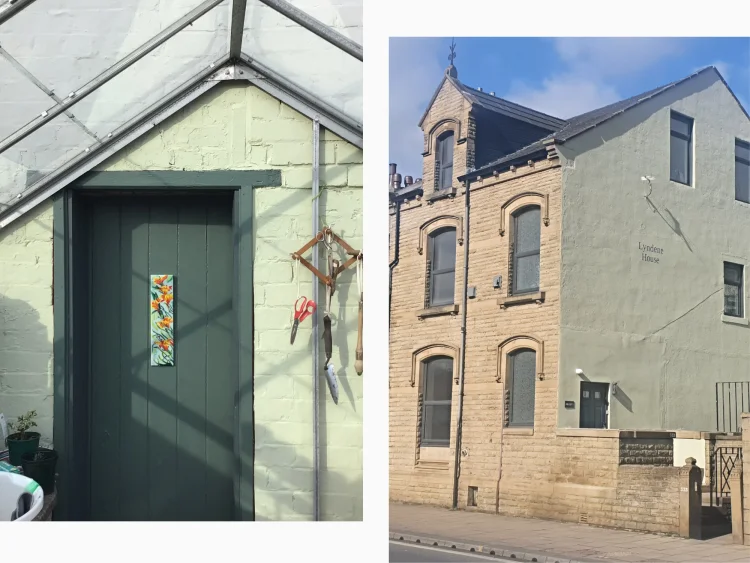 Two walls painted with Green Mist