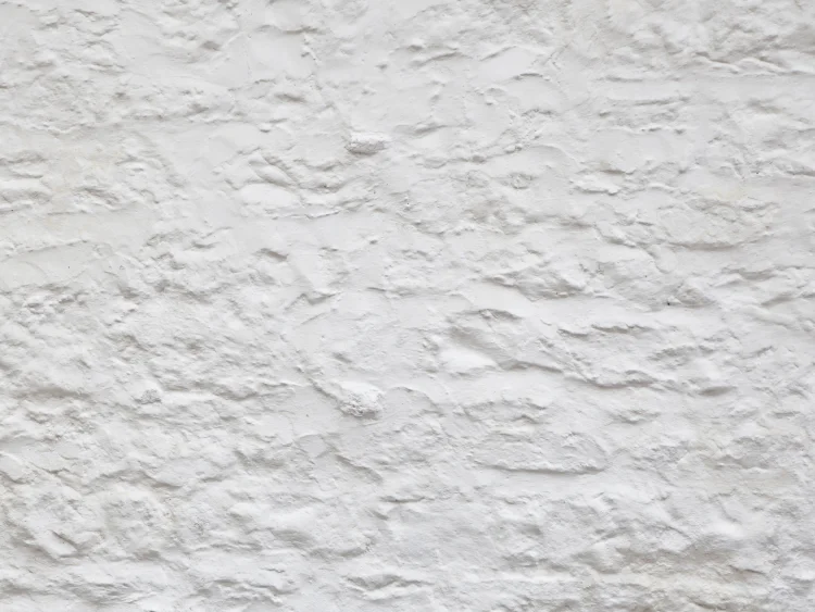 White limewash on exterior wall